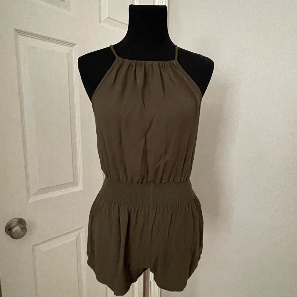F21 Halter Top Romper, Army Green, Small
